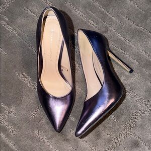 Zara Metallic Black Pointed Toe Stiletto Pumps
